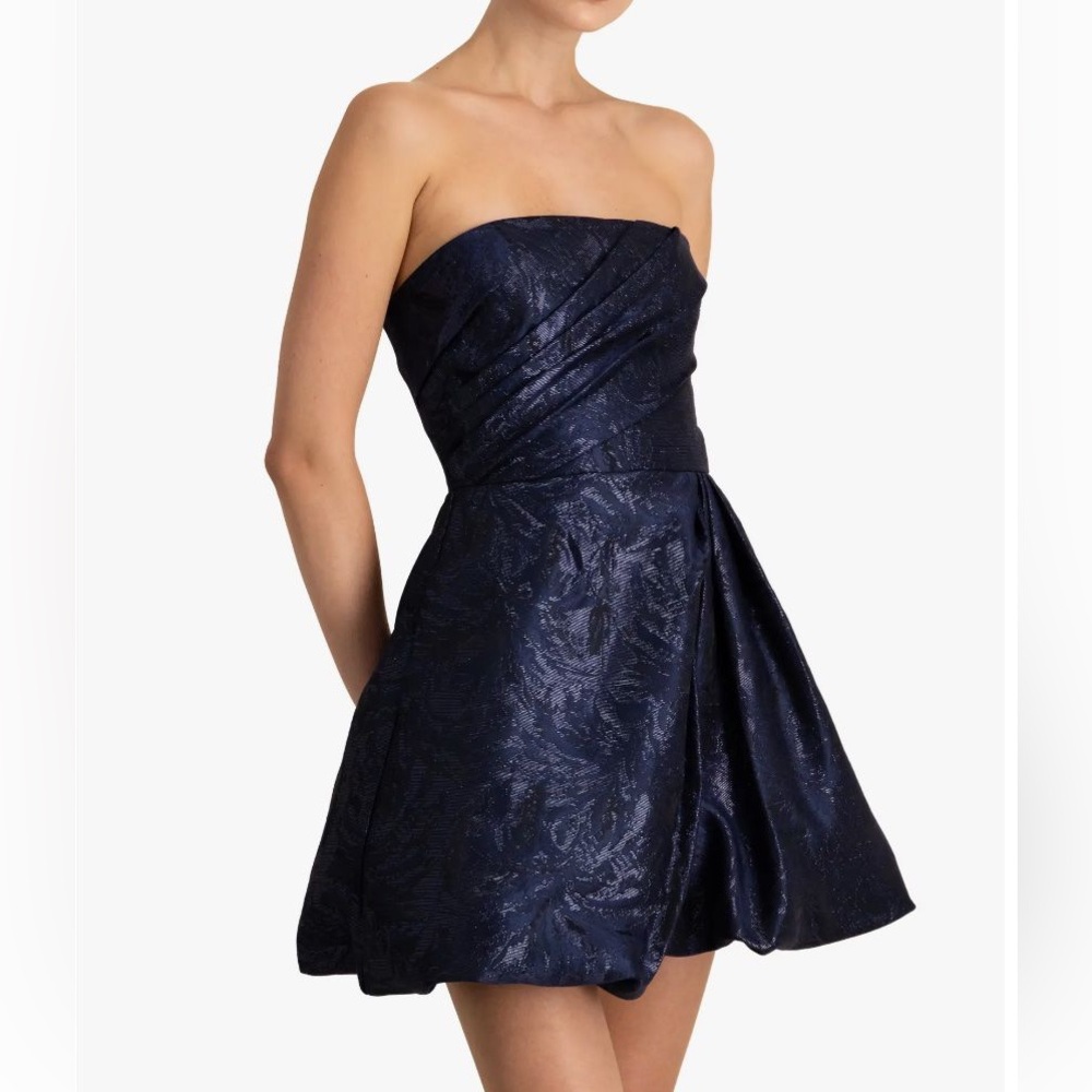 $445 NWT Blue ML Monique Lhuillier “Naomi” Floral Jacquard Mini Dress Sz 4
